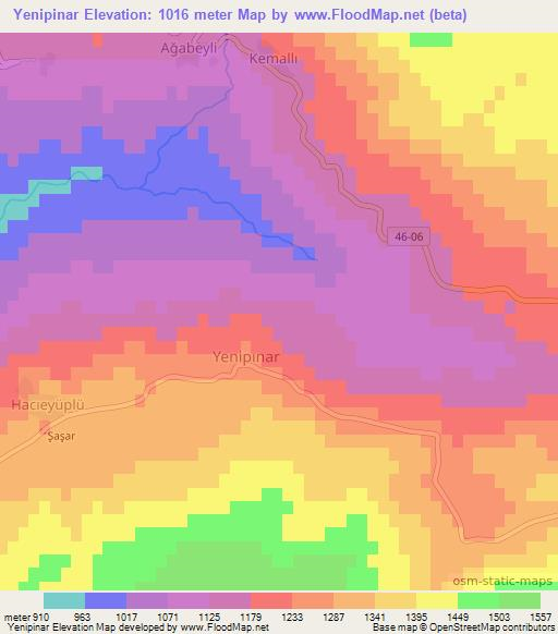 Yenipinar,Turkey Elevation Map