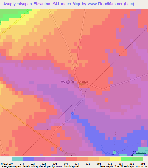 Asagiyeniyapan,Turkey Elevation Map