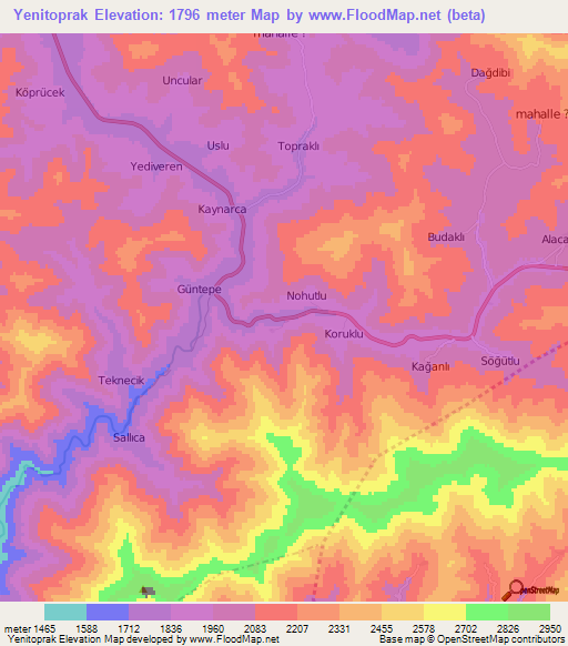 Yenitoprak,Turkey Elevation Map