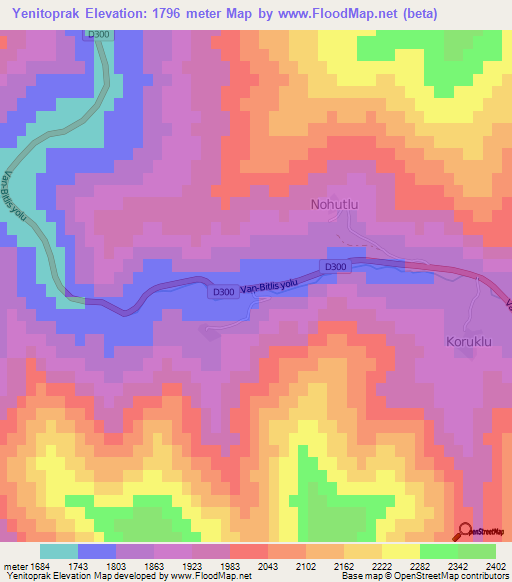 Yenitoprak,Turkey Elevation Map