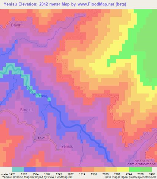 Yenisu,Turkey Elevation Map