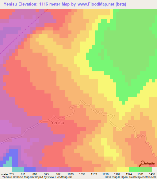 Yenisu,Turkey Elevation Map