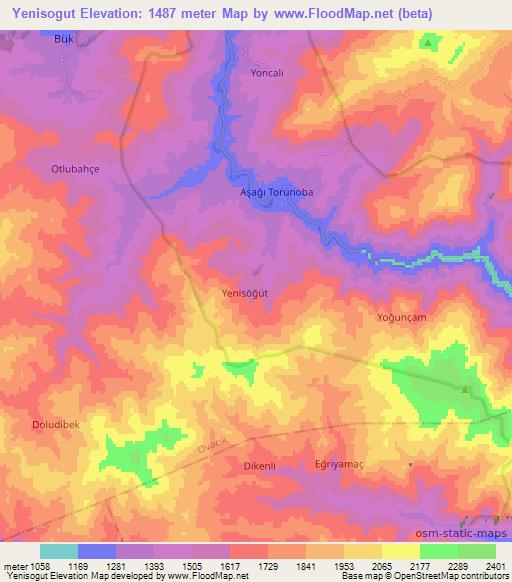 Yenisogut,Turkey Elevation Map