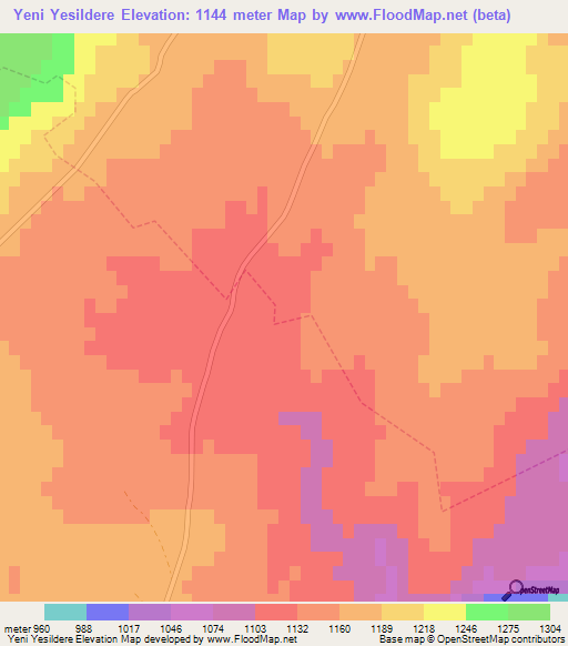 Yeni Yesildere,Turkey Elevation Map