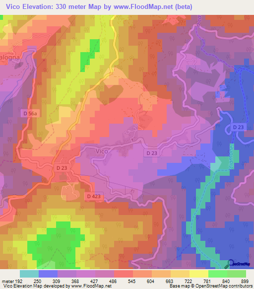 Vico,France Elevation Map