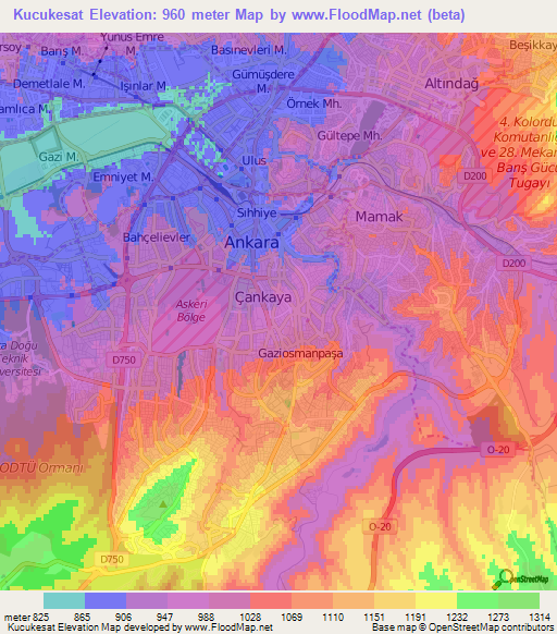 Kucukesat,Turkey Elevation Map