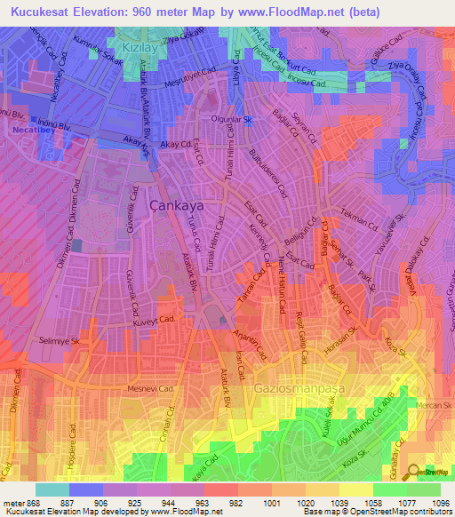 Kucukesat,Turkey Elevation Map