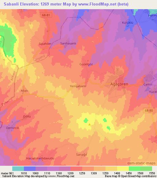 Sabanli,Turkey Elevation Map