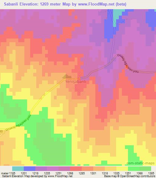 Sabanli,Turkey Elevation Map