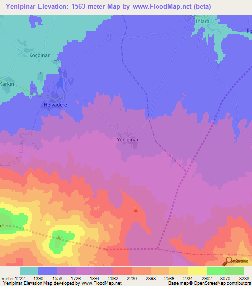 Yenipinar,Turkey Elevation Map