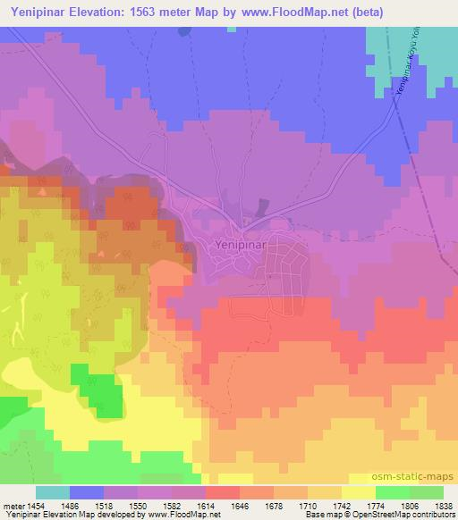 Yenipinar,Turkey Elevation Map