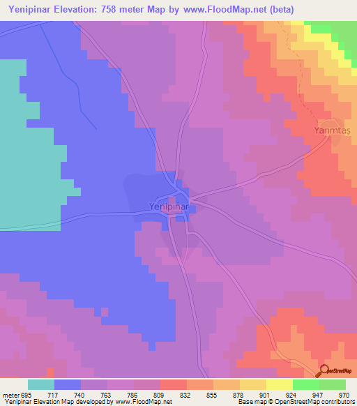 Yenipinar,Turkey Elevation Map