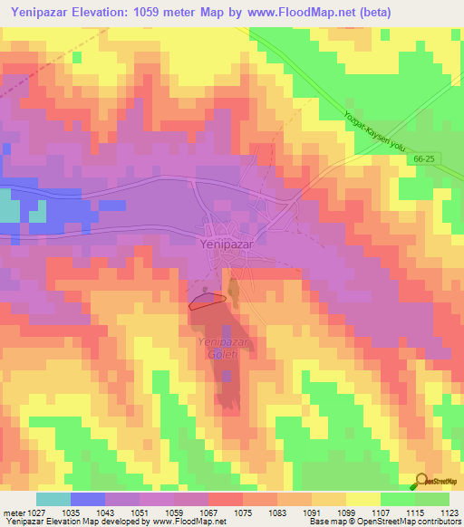 Yenipazar,Turkey Elevation Map