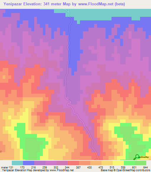 Yenipazar,Turkey Elevation Map