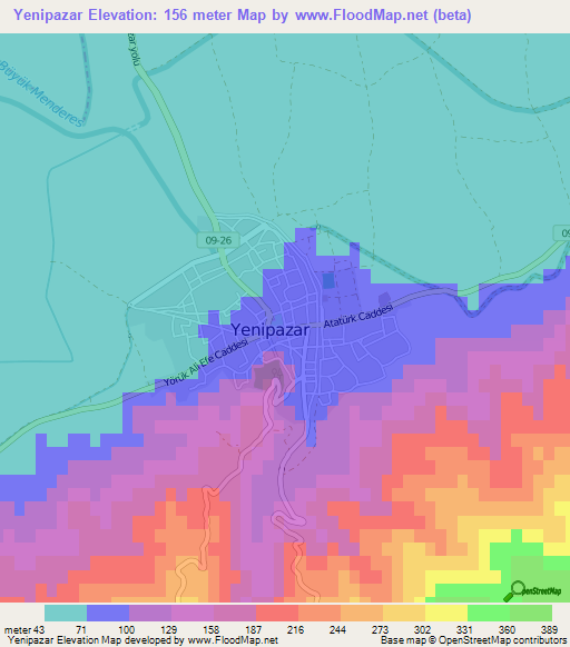 Yenipazar,Turkey Elevation Map