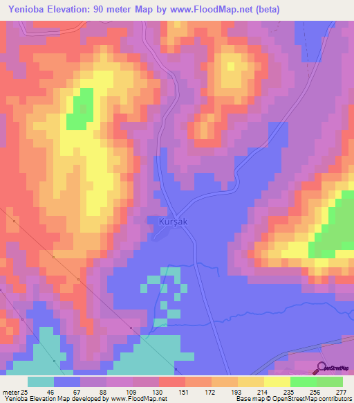 Yenioba,Turkey Elevation Map