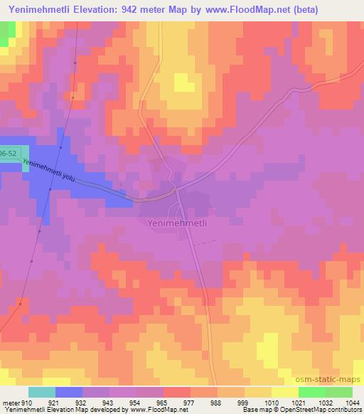 Yenimehmetli,Turkey Elevation Map