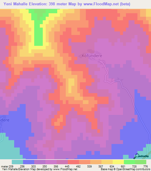 Yeni Mahalle,Turkey Elevation Map