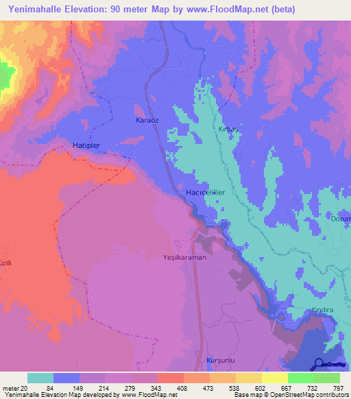 Yenimahalle,Turkey Elevation Map