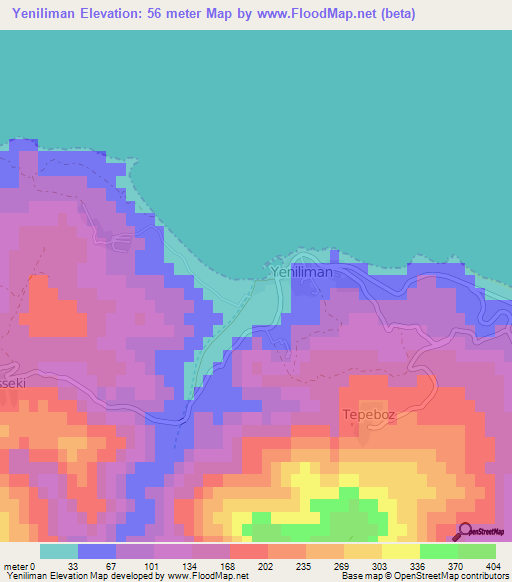 Yeniliman,Turkey Elevation Map