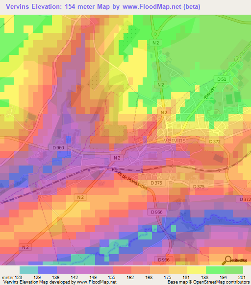 Vervins,France Elevation Map