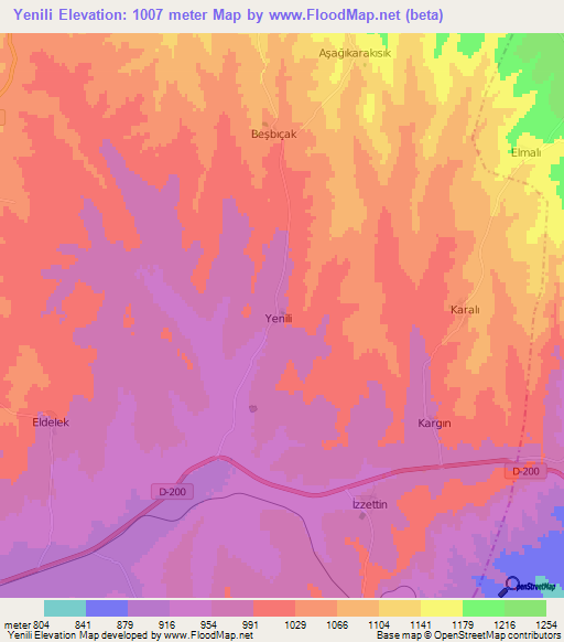 Yenili,Turkey Elevation Map