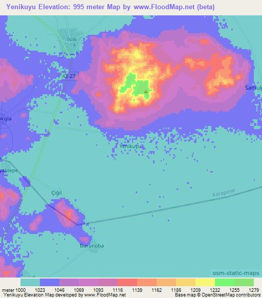 Yenikuyu,Turkey Elevation Map