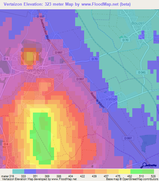 Vertaizon,France Elevation Map