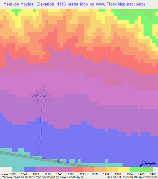 Yenikoy Yaylasi,Turkey Elevation Map