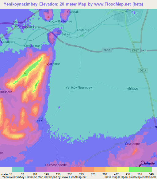 Yenikoynazimbey,Turkey Elevation Map