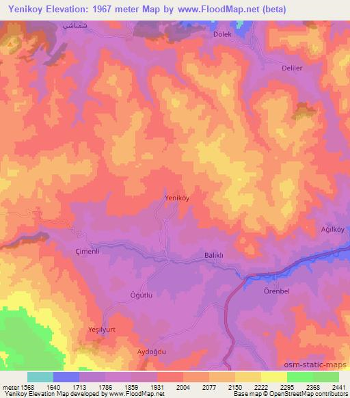 Yenikoy,Turkey Elevation Map