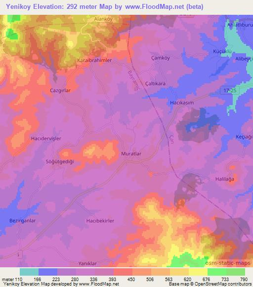 Yenikoy,Turkey Elevation Map