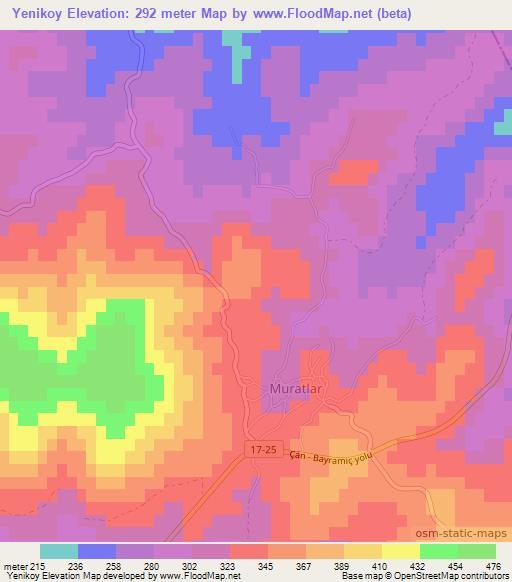 Yenikoy,Turkey Elevation Map