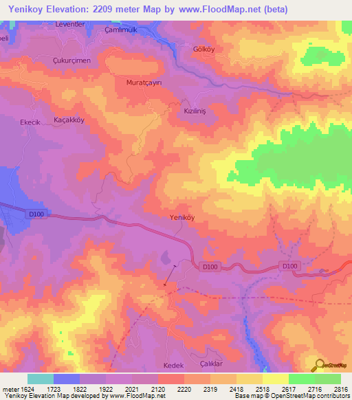 Yenikoy,Turkey Elevation Map