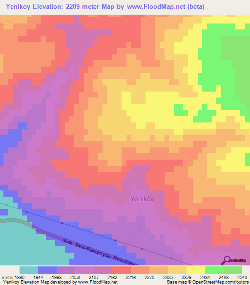 Yenikoy,Turkey Elevation Map