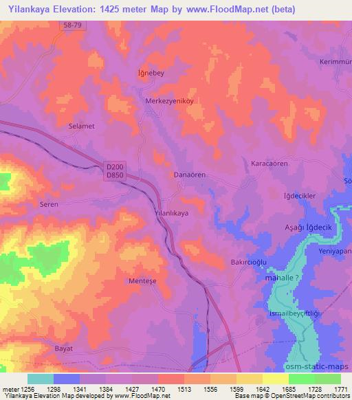 Yilankaya,Turkey Elevation Map