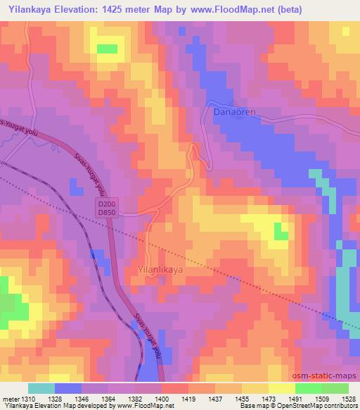 Yilankaya,Turkey Elevation Map