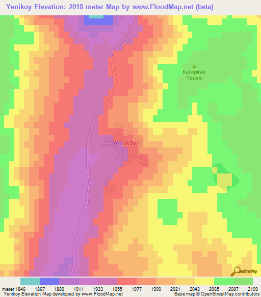 Yenikoy,Turkey Elevation Map