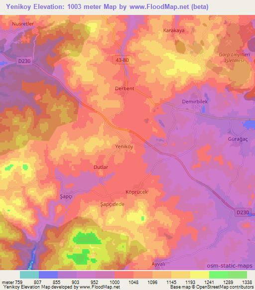 Yenikoy,Turkey Elevation Map