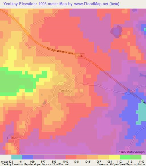 Yenikoy,Turkey Elevation Map
