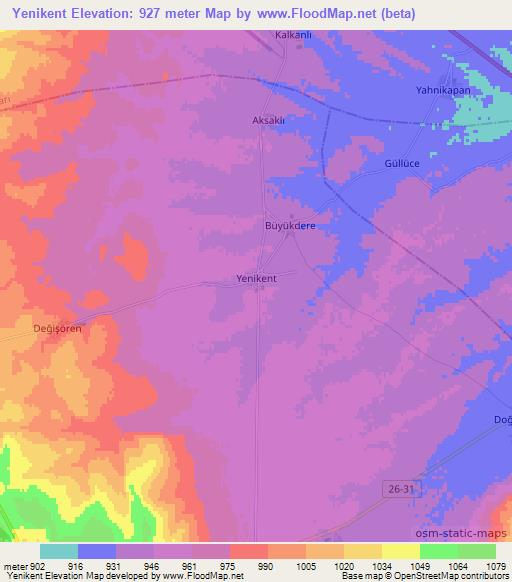 Yenikent,Turkey Elevation Map