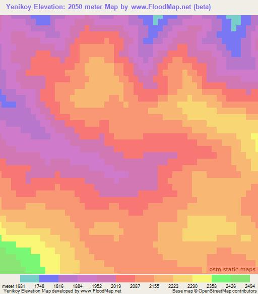 Yenikoy,Turkey Elevation Map