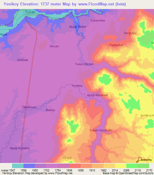 Yenikoy,Turkey Elevation Map