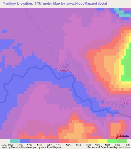 Yenikoy,Turkey Elevation Map