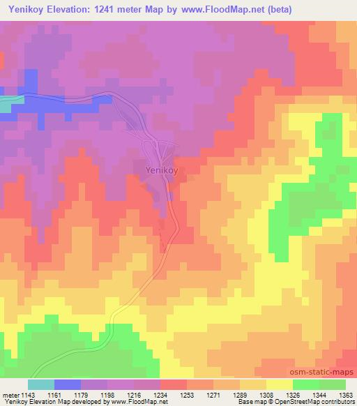 Yenikoy,Turkey Elevation Map