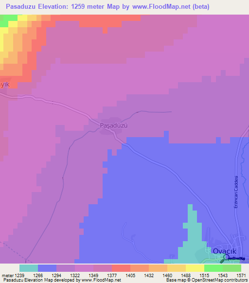 Pasaduzu,Turkey Elevation Map