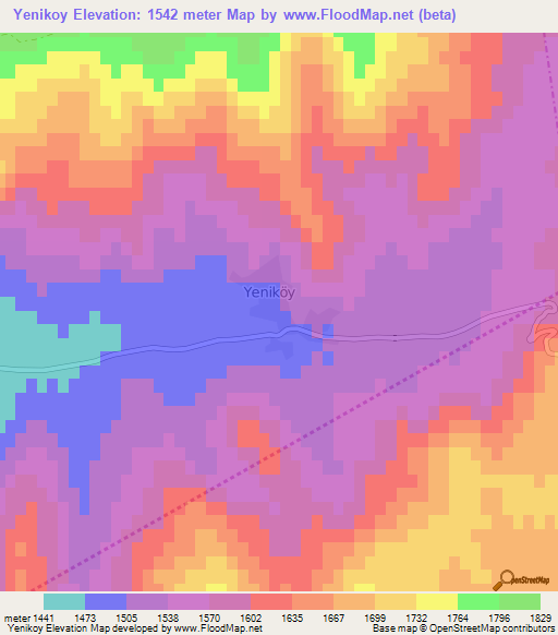 Yenikoy,Turkey Elevation Map