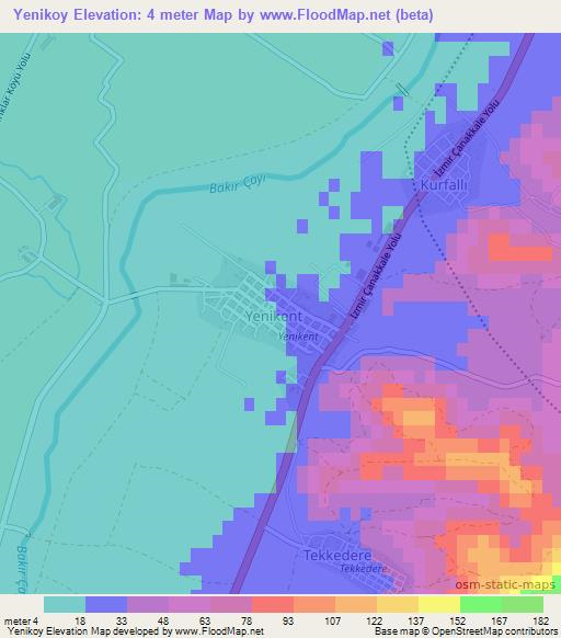 Yenikoy,Turkey Elevation Map