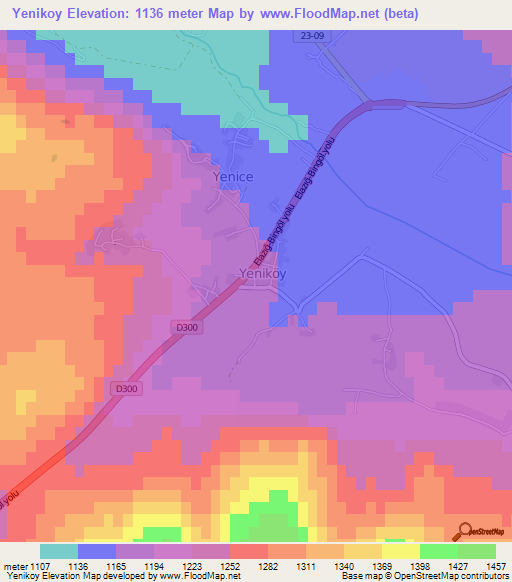 Yenikoy,Turkey Elevation Map