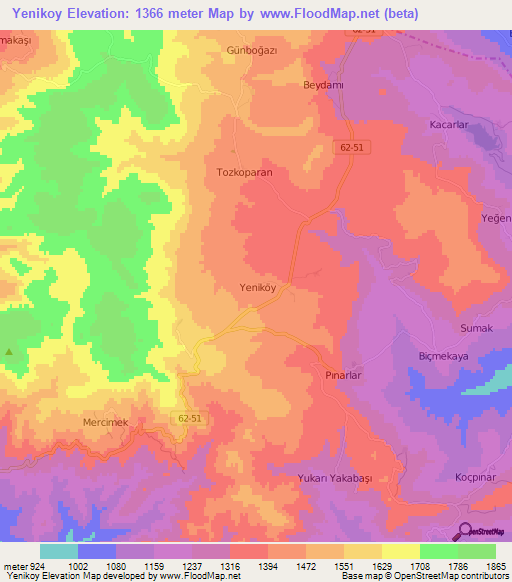 Yenikoy,Turkey Elevation Map